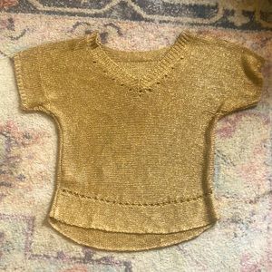 Lilly Pulitzer Gold Thread Mesh Sweater Top Sz XS/S